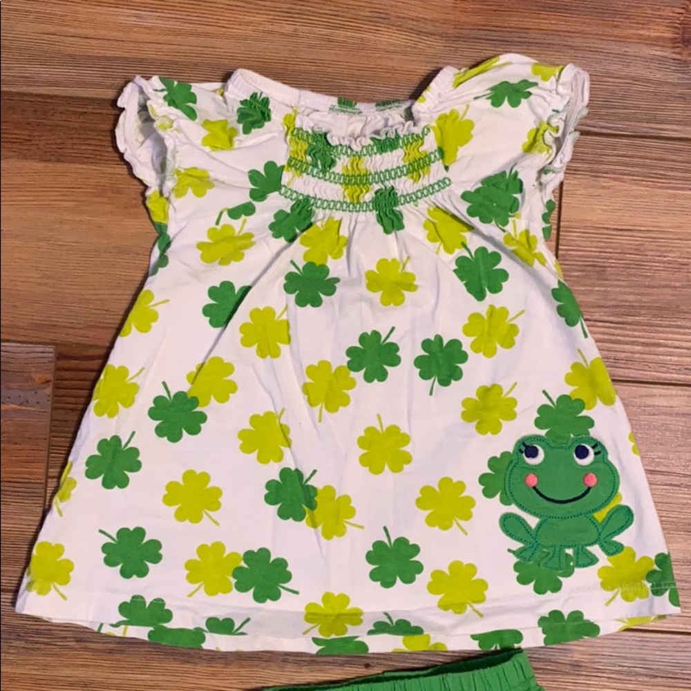 Green Lucky Clover Frog Dress with underwear
